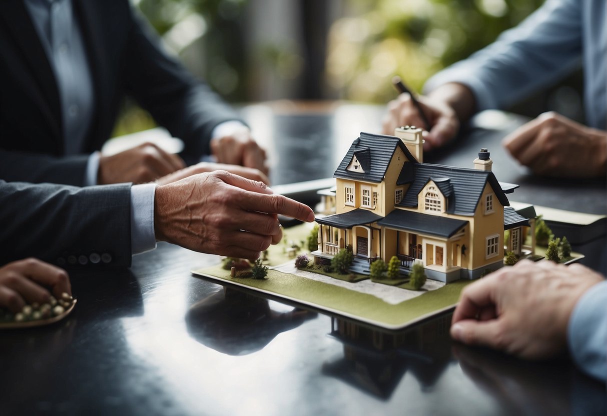 Real estate agents strategize in a competitive market, seeking opportunities in scarce properties. They navigate challenges and negotiate deals with clients