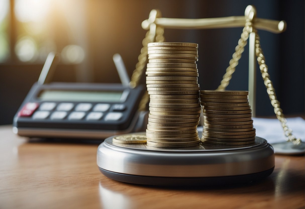 A stack of money sits on a scale, with one side labeled "retained" and the other labeled "lost." A real estate property looms in the background, symbolizing the financial implications of retention in the industry